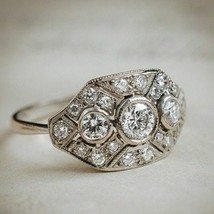 1.00 Ct Round Simulated Diamond Antique Art Deco Engagement Ring Sterlin... - $131.82 CAD