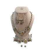 Brighton Floral Silver &amp; Gold Tone Jewelry Set Necklace Bracelet &amp; Earri... - £111.53 GBP