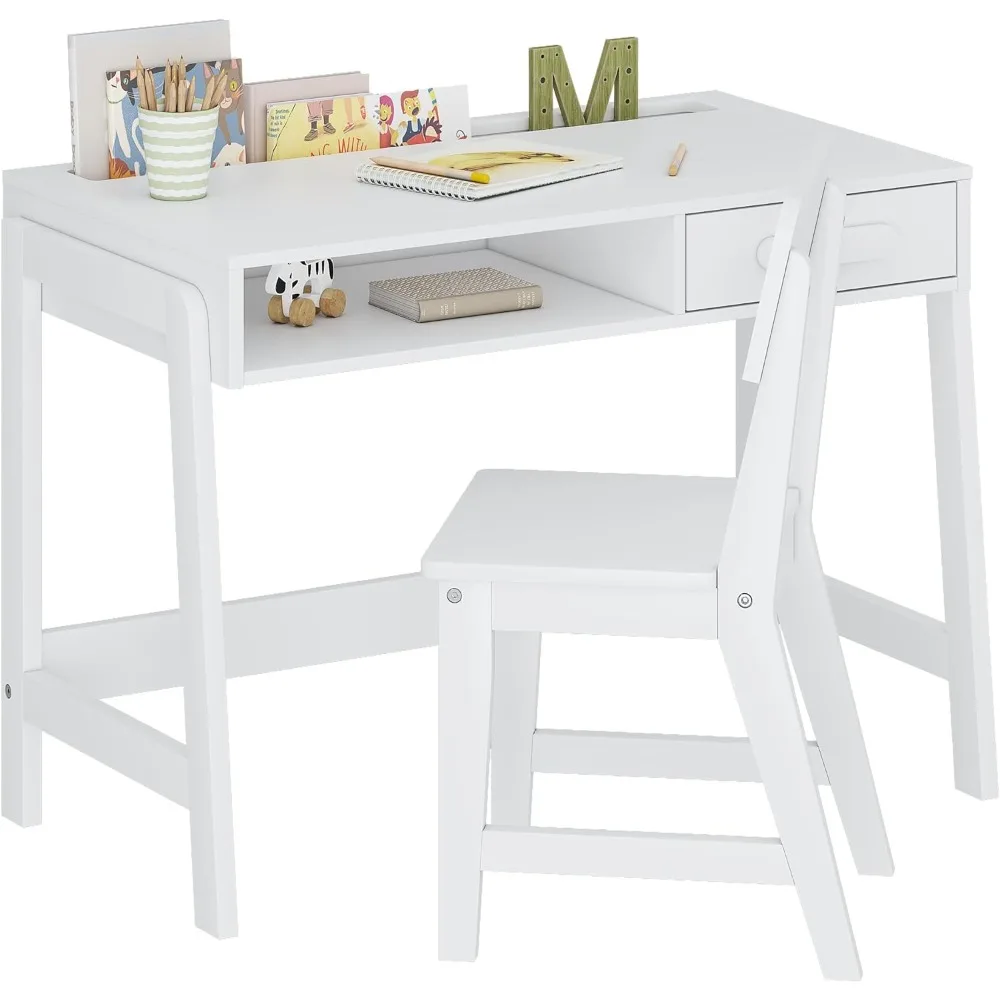Kids Desk and Chair Set, Study Desk for Kids with Drawers, Wooden Childr... - $202.21