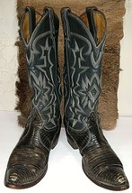 Vintage TONY LAMA Gray Lizard Cowboy Boots Mens Sz 7.5D Brown Leather 8711 Grey - £77.41 GBP