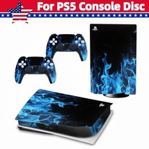 Skin Decal Sticker Cover For Ps5 Console Disk Version + 2 Controller - Blue Fire - £20.95 GBP