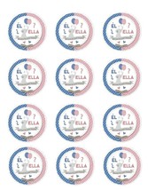 Baby Elephant Él o Ella Gender Reveal Baby Shower Edible Cupcake Toppers - £10.17 GBP