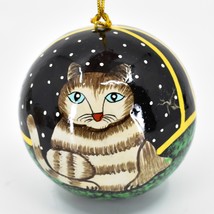 Asha Handicrafts Hand Painted Papier-Mâché Kitty Cat Holiday Christmas Ornament - £14.86 GBP