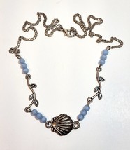 Vintage Simple Seashell Necklace Costume Handmade Metal and Beads B66 Maine - $10.99