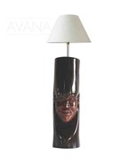 Face in the Dark West African Vintage Wooden Facial Figurine Table Lamp - $299.00