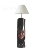 Face in the Dark West African Vintage Wooden Facial Figurine Table Lamp - £233.53 GBP