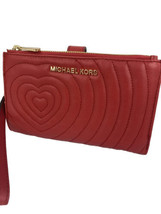 New Michael Kors Quilted Phone Wallet Double Zip Scarlet Red Leather W17 - £79.12 GBP