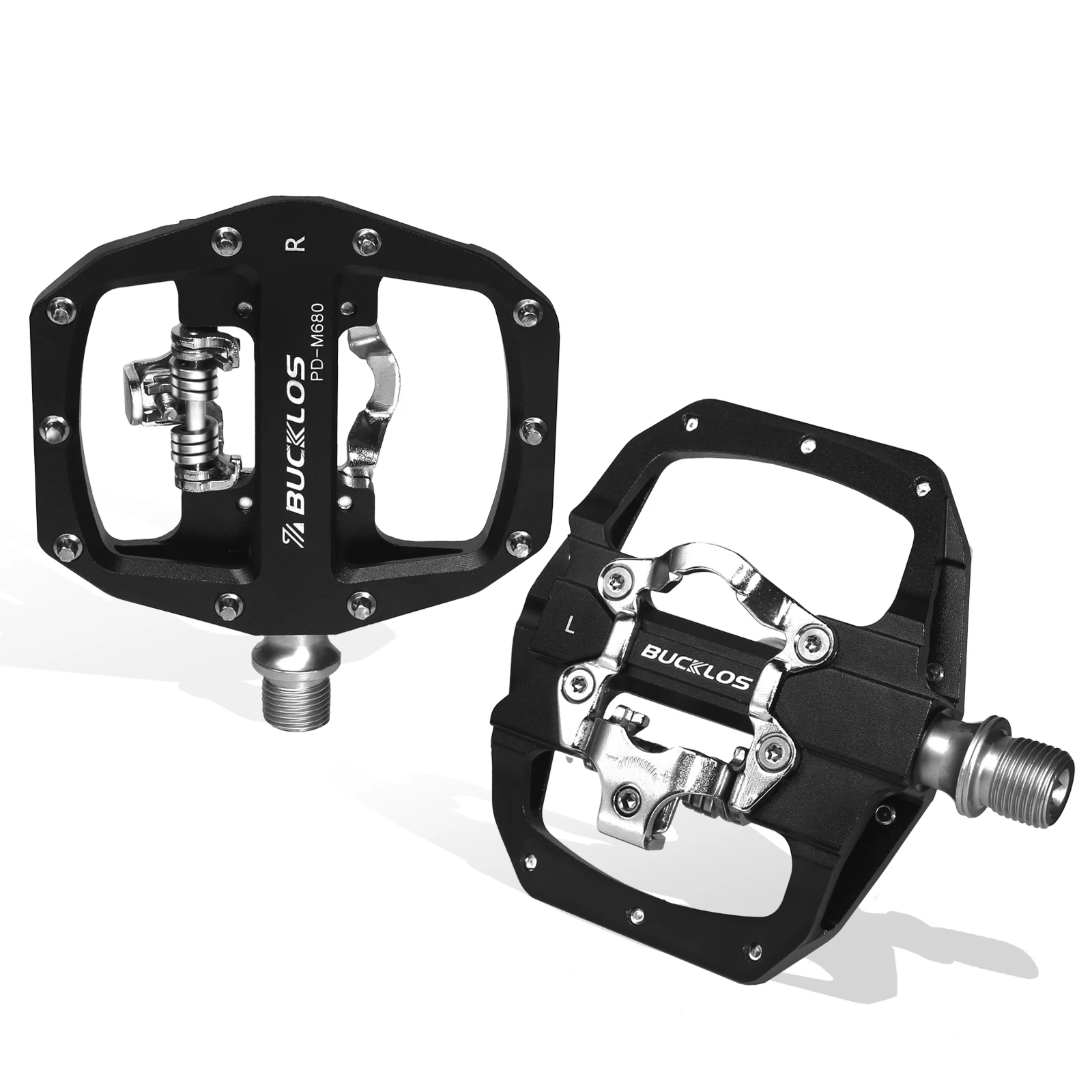 BUCKLOS Mountain Bike Pedal Bicycle Flat/lock  Pedal Fit SPD Sealed ing Dual MTB - £102.53 GBP