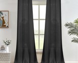 Melodieux Black Semi Sheer Curtains 96&quot; Long For Small Windows Living, 4... - £32.92 GBP
