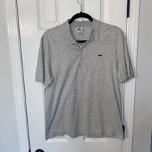 Lacoste Men’s Polo Shirt Cotton Short Sleeve Gray Size Large Size 5 Soft - £22.09 GBP