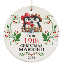 Our 19th Year Christmas Married Ornament Gift 19 Anniversary Penguin Bird Couple - £12.19 GBP