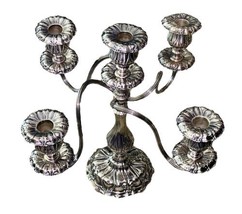 Antique Tall Knickerbocker Silver Plate Ornate Candelabra 4 Arm 5 Candle 6387 image 2