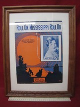 Vintage 1900s Color Sheet Music Roll On Mississippi Roll On Framed - £27.69 GBP