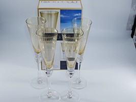 Portmeirion Riviera Gold 10 Ounce Crystal Champagne Flutes Gold, Clear (4) - $29.99