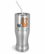 PixiDoodle Orange Cat Bookworm Librarian Insulated Coffee Mug Tumbler wi... - £26.76 GBP+