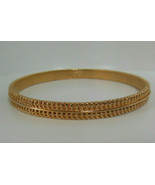Vintage Signed Crown Trifari Gold-tone Textured Bangle Bracelet - $33.65 CAD