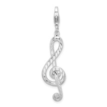 Amore La Vita Silver  Polished Diamond-cut Treble Clef Charm with Fancy Lobster - £27.94 GBP