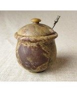 Vintage Handcrafted Natural Stone Condement Pot With Imp Topped Silver S... - $53.26