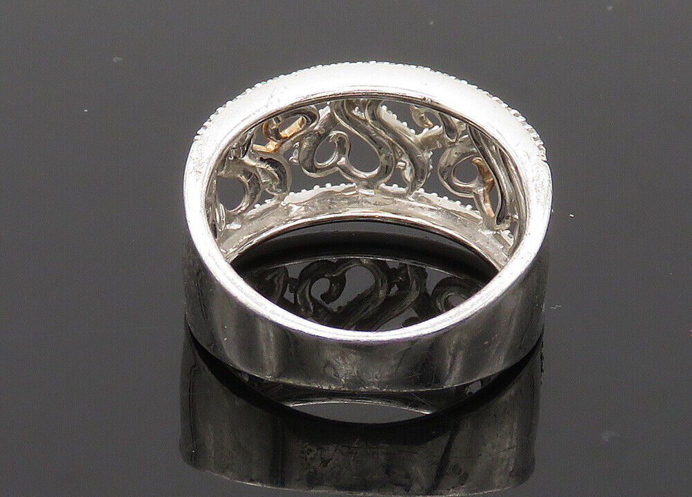 925 Silver - Vintage Shiny Genuine Diamonds Love Hearts Band Ring Sz 7 - RG20863 Item image 5