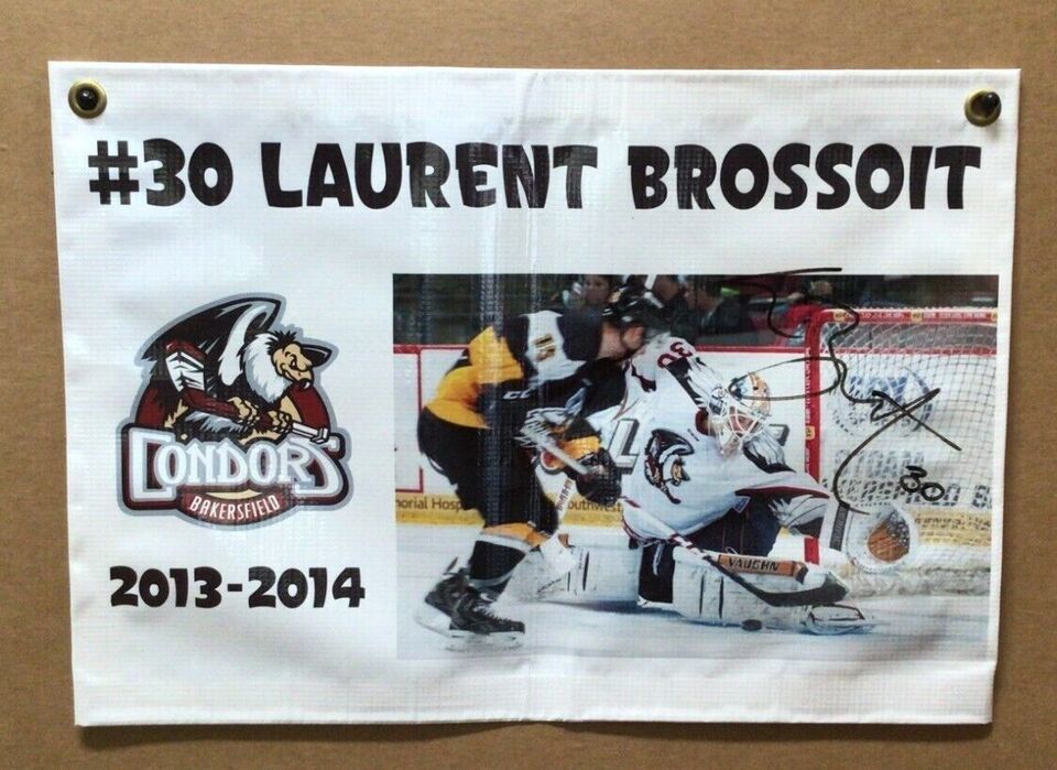 Primary image for 2013-14 Laurent Brossoit Signed Vinyl Banner Bakersfield Condors ECHL 20" Auto