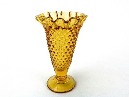 Vintage Amber 6&quot; Trumpet Vase, Cone Shape, Hobnail, Fenton Art Glass, #F... - £11.48 GBP