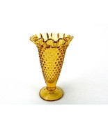 Vintage Amber 6&quot; Trumpet Vase, Cone Shape, Hobnail, Fenton Art Glass, #F... - $14.65
