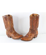 Vtg 90s Durango West Mens 8 D Distressed Leather Tribal Cowboy Boots Bro... - £62.54 GBP