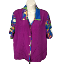 Maggie Sweet Vintage Button Up Collared Shirt ~ Sz S ~ Short Sleeve ~ Purple - £17.97 GBP