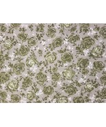 Vintage M. Lowenstein &amp; Sons Green Floral Cotton Fabric Remnant 52&quot; X 37&quot; - $16.28 CAD