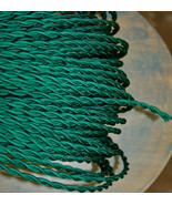 Green Twisted Cloth Covered Wire, Vintage Style Lamp Cord, Antique Light... - $1.40