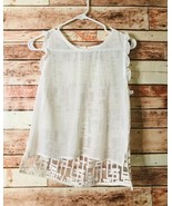 TCEC Size Small White Sheer Top Blouse Back High Low Hem Ruffle Trim Sle... - $12.16