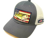 BASS GREY USA AMERICAN FLAG FISHING CURVED BILL MESH TRUCKER SNAPBACK HA... - $11.35