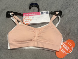 Wonder Nation Girls Seamless Bralette Ruched Crop 2 Pack Size XS Peach &amp; White - $22.99