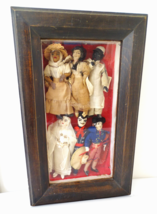 Vintage 1920&#39;s Lot (6) Quality Cloth Stockinette Dolls Spain &amp; Morocco in Frame - £74.70 GBP