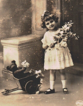 Vintage German Birthday Postcard Charming 1910 Scene Featuring a Girl Teddy Bear - £14.67 GBP