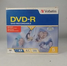 Verbatim 8X 4.7GB 120 Minutes DVD-R with Jewel Case (Pack of 5) - £9.56 GBP