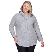 Ruby Rd Plus Size 3X Gray Heather Cozy Cowl Neck Knit Top NWT J89 - £21.57 GBP