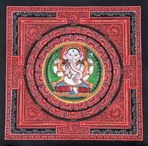 LORD GANESHA/GANESH/GANAPATI SRI YANTRA ORIGINAL NEWARI PAUBHA THANGKA P... - $1,973.34 MXN