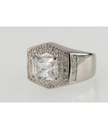 Sterling Silver Rectangular Cubic Zirconia Solitaire Plaque Ring Size 10 - $327.46 CAD