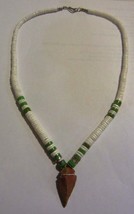 Puka Shell Necklace / accented with jade beads / faux arrow head  - £20.46 GBP