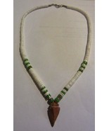 Puka Shell Necklace / accented with jade beads / faux arrow head  - £19.99 GBP