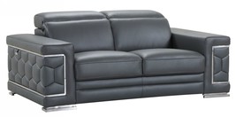 71" Gray And Silver Genuine Leather Love Seat - $2,728.05