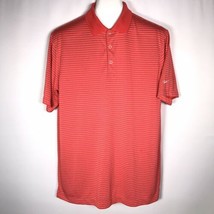 Nike Golf Men’s Sz Large Polo Shirt Dri Fit Red White Stripe - £8.53 GBP