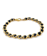 Vintage Avon 1995 Captured Treasure Gold Tone Black Onyx Bead Bracelet 7... - $29.78 CAD