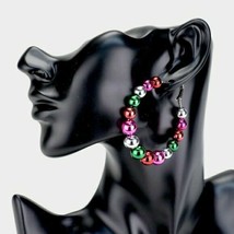 Colorful Christmas Tree Ball Ornament Fun Fashion Stylish Trendy Hoop Earrings - £18.14 GBP