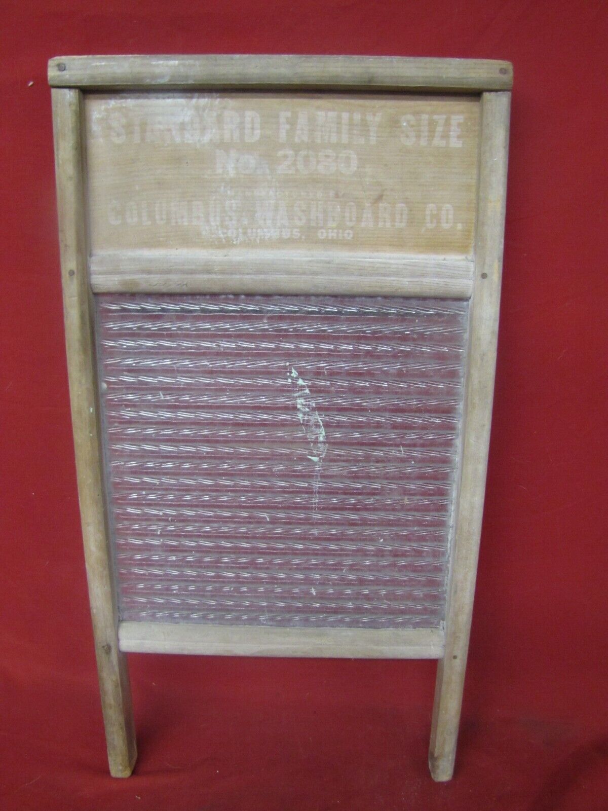 Vintage Ribbed Glass &amp; Wood Primitive Washboard - $29.69