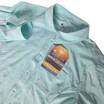 Mossy Oak Elements Youth Button Up Fishing Shirt Large Solid Blue Coolcore - $19.81