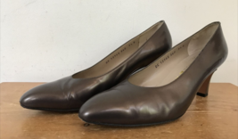 Vtg Salvatore Ferragamo Italian Bronze Brown Leather High Heels Pumps 9.5 B 40 - £39.95 GBP