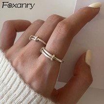 Minimalist 925 Stamp Rings Couples Gift Trendy Elegant Vintage Adjustable Design - £8.85 GBP