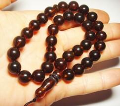 Genuine Baltic Amber Beads 33 Muslim Tasbih Tesbih Misbaha Rosary pressed - £75.69 GBP